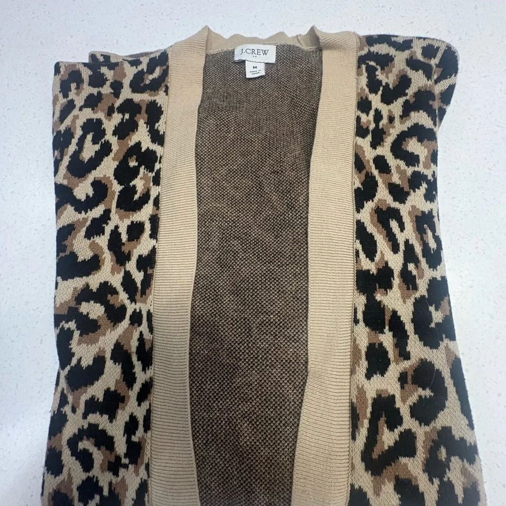 J. Crew Women’s Leopard Print Open Front Cardigan Size M